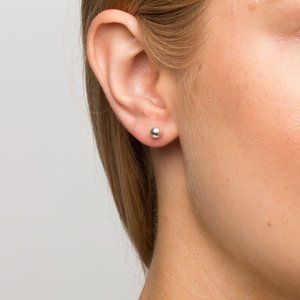 Genuine 10K WHITE GOLD Minimalist Ball Stud Earrings Hypo Allergenic Stamped 10K